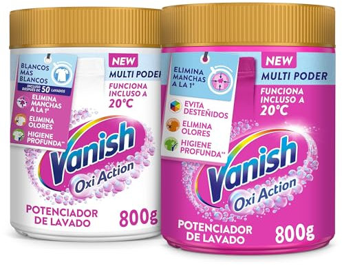 Vanish Oxi Action Multipoder Quitamanchas Multibeneficio, Pack 800g Ropa Color + 800g Ropa Blanca