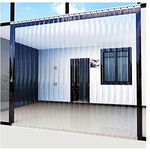 IBOWZ PVC Lamellen Streifenvorhang Maßgeschneidertes transparentes Kit, PVC-Kunststoffstreifen-Türvorhang, transparent, wasserdicht, für Werksgaragen-Terrasse, einfache Installation, 72 Größen