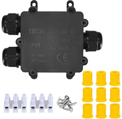 Abzweigdose,Erdkabel Klemmdose Verbindungsdose, 3 Wege Junction Box, IP68 Wasserdichte Verteilerdose, Kabelverbinder Aussen, Elektrischer Außenverteilerdose,（1 Stück）)
