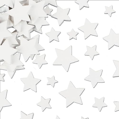 Streudeko Sterne Holz 200PCS Holzsterne Streudeko Sterne Holzsterne zum Basteln Konfetti Dekoration Tisch Deko Holz Deko Stern für Weihnachtsdeko Tischdeko DIY Hochzeit Geburtstag Party 4 Größen (A)