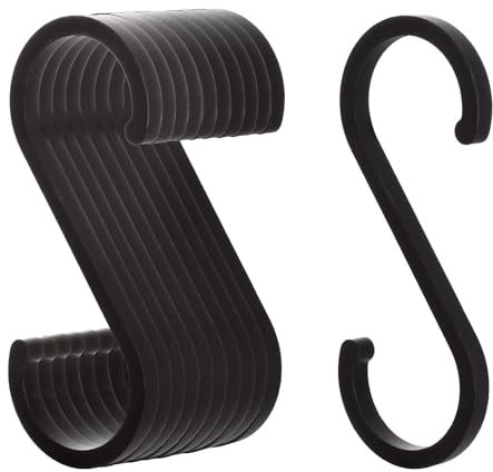 ASelected 20 PCS S Hooks, 7.5cm Black Hook Aluminum S Shaped Hooks, Heavy Duty Metal Hanging Hook for Hanging Cups, Utensils, Plants, Pans