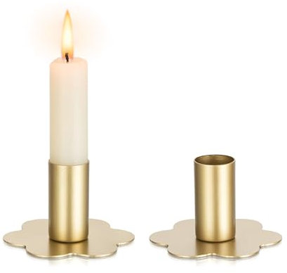 Inweder Candlestick Holders Taper Candle Holders：2 Pcs Gold Candle Sitcks Holder Table Centerpiece Metal Candle Holders for Advent Christmas Small Candlestick Holder Set for Wedding Home Decor