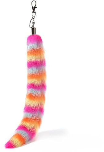 Nocyclonic Fox Tail 40cm flauschiger Schwanz Schlüsselbund Pelzige Kunstpelzschwanz mit Verschluss Schwanz für Handtaschen -Cosplay, Fuchsschwanz aus (18)