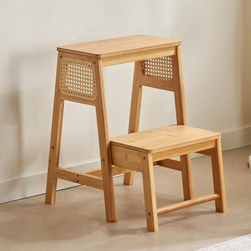 Sgabello pieghevole in legno con 2 sgabelli antiscivolo salvaspazio libreria scaletta per casa e cucina (stile 2)