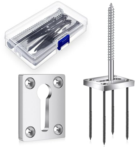 Shimeyao 2 Sets Newel Post Fastener Newel Post Mounting Kit Wood Handrail Installation Hardware Works on Finished Floors, Stairs, Ceramic Tile and Concrete, Rectangular