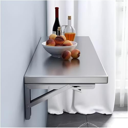 Klappbares Wandregal aus Edelstahl, an der Wand montierter Drop-Leaf-Tisch, an der Wand montierter Klapptisch für die Waschküche, moderner Klapptisch für das Heimbüro,60x30cm/23.6x11.8in