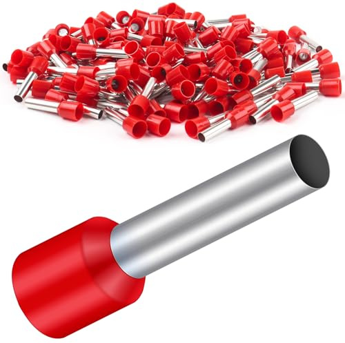 Bolatus - 150 casquillos de cable de 10 mm2 18 mm de largo, terminales de cable Bolatus parcialmente aislados de polipropileno, surtido de terminales de cobre estañado rojo (10 mm² x 18 mm)