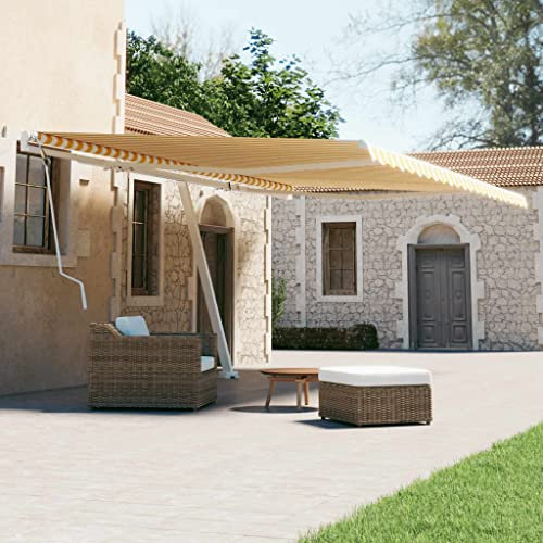 Générique Store banne rétractable Manuel autoportant 600 x 300 cm Jaune/Blanc