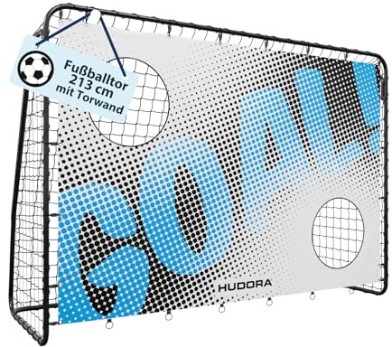 HUDORA Porta da calcio Trainer con parete per goal - porta robusta da esterno per bambini e adulti - con due fori bersaglio rinforzati - Porta impermeabile per training e divertimento - goal