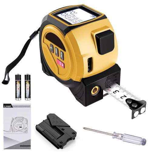 Uadme Metro a Nastro Laser, 3 in 1 Strumento di Misurazione Laser, 40m Misuratore Laser Distanza Digitale, per Misurazioni di Pitagora/Distanza/Area/Volume, Memoria per 20 Misurazioni