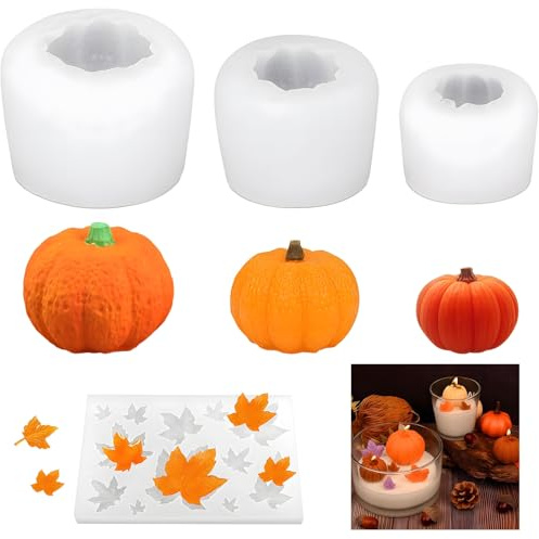 Stampi in silicone per autunno, 4 pezzi di zucca in resina d'acero a forma di foglia d'acero in silicone, per Halloween, per il fai da te, per Halloween, per il giorno del Ringraziamento