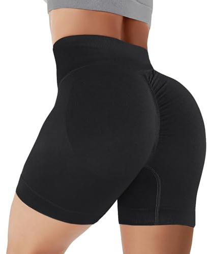 AYESY cykelbyxor dam, hög midja yoga sommarshorts, korta sportbyxor, leggings ogenomskinliga hotpants för gym träning, yoga, fitness, jogging, löpning, biker, svart, L