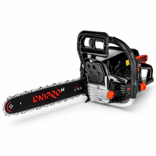 DNIPRO-M Motosierra de Gasolina, 45 cc, 1,8 kW (2,4 HP), Espada 40 cm (16), Motor 2 Tiempos, Easy Start, Antivibración, Lubricación Automática y Freno de Cadena - DSG-45HE