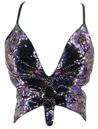 Top de Bailarina con Lentejuelas y Vendaje para Mujer Sujeción Ajustable y Crop Tank