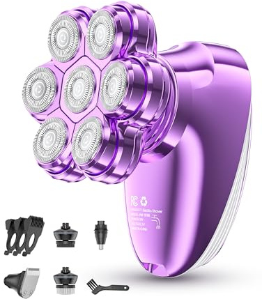 Electric Razors for Women, 5-in-1 Electric Full Body Shavers, 7D Magnetic Heads Waterproof Wet Dry Hair Remover with LED Display, Rechargeable Bikini Trimmer for Underarms, Face, Legs, Arms (Purple)