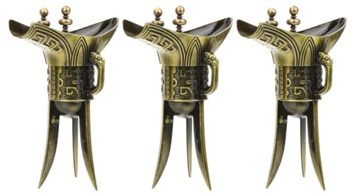 BESPORTBLE Set da 3 Tazze Antiche Cinesi da Liquore in Stile Retrò, Bicchierini da Shot Vintage per Decorazione Tavolo da Tè e Uso Ristorazione, Accessori per Vino per Casa, Bar e Feste