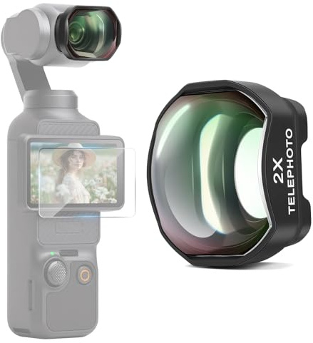 2X Telephoto Portrait Lens Compatible with DJI Osmo Pocket 4 & Pocket 3, 4 Elements 3 Groups Multicoated Optical Glass, Magnetic Lens Attachment