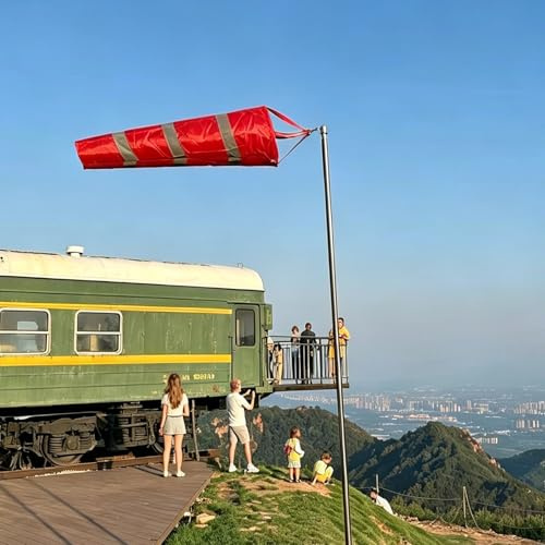 Wind Sock Red/Orange Wind Sock Pole Kit, Large Wind Direction Indicators for Mountain Deck & Scenic Overlook, Portable Detachable Outdoor Windsocks