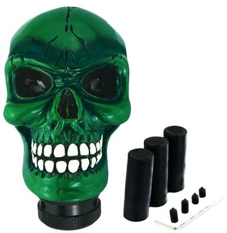 Abfer Skull Shift Knob Car Gear Shifer Knobs Unique Stick Shifting Handle Replacement for Most Automatic Manual Vehicles, Green