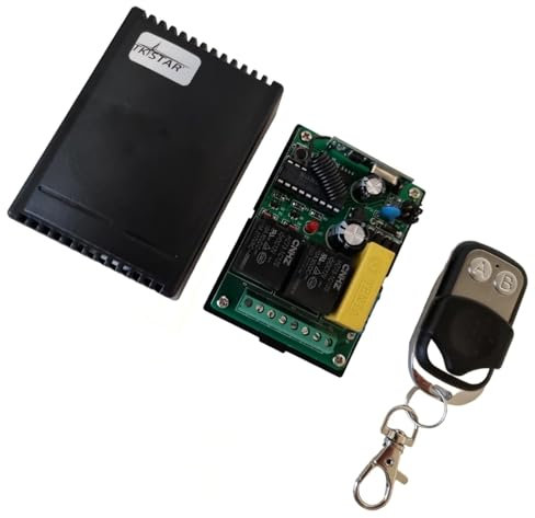TKSTAR Pulsador inalámbrico de 2 canales, 230 V, 433 Mhz, incluye mando a distancia, apto para accionamiento de puerta de garaje, conexión de botón, Hörmann, Novoferm, acero normal, HomeLink