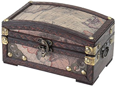 HMF Joyero de madera, pequeño cofre del tesoro con cierre vintage decorativo para guardar joyas o como idea de regalo para cumpleaños y boda | Colombia | 17 x 10 x 9 cm