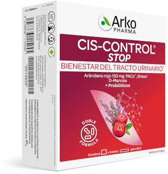 Arkopharma Ciscontrol Stop 15 Sobres Con Probióticos, Bienestar Urinario y Cistitis, Acción en 5 Días, Arándano Rojo, D-manosa, Brezo