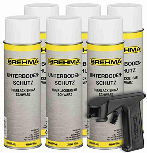 BREHMA 6X Unterbodenschutz Steinschlagschutz Spray schwarz 500ml UBS mit Handgriff