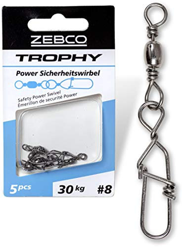 Zebco Qualitäts Trophy Power-Sicherheitswirbel Angelzubehör Wirbel Angeln Kleinteile Angel Zubehör, Diverse, Gr.: 12 L: 30mm 22kg / 5 Stück