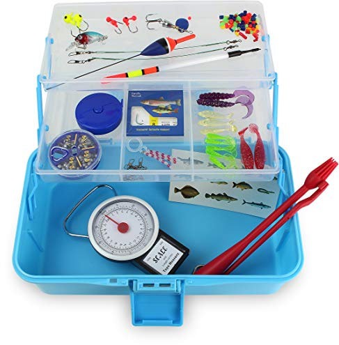 Storfisk fishing & more Kinder Angelkoffer inklusive Inhalt, Starterset mit über 100 Einzelteilen, Farbe :Hellblau