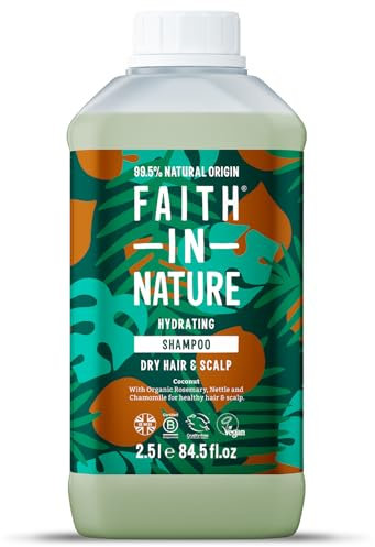 Faith In Nature Natural Coconut Shampoo, Hydrating, Vegan & Cruelty Free, No SLS or Parabens, For Normal to Dry Hair, 2.5L