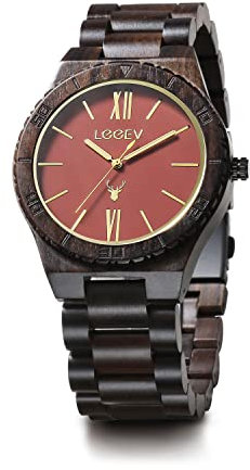 LeeEv Holz Armbanduhr, Herren Holzuhr für Herren handgefertigt Zebra Sandale Holz Vintage Holzuhren Herren Geschenke