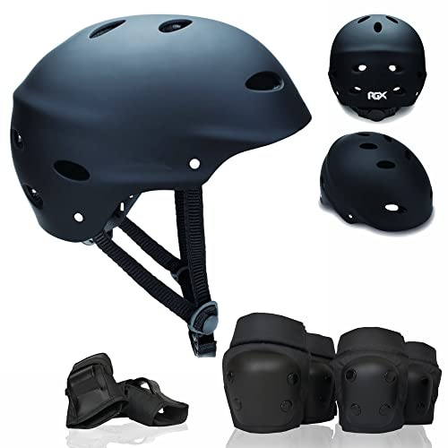 WeLLIFE Casco Regolabile per Bambini e Set Protezione Completo di Ginocchiere Gomitiere Parapolsi per Skateboard Pattini in Linea Bicicletta Monopattino (M (8-14 anni))