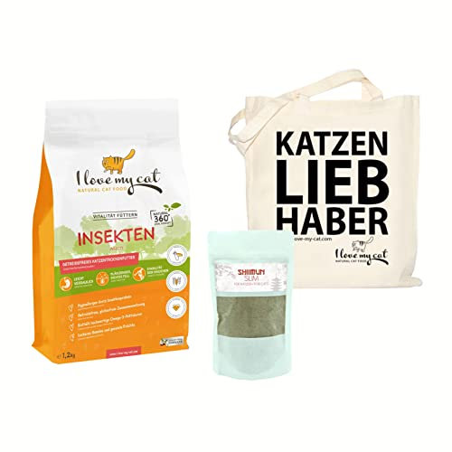 I love my cat Juego de alimento sin cereales con insectos para personas con sobrepeso, nutrición sensible y suplemento nutricional con shiitake 1,35 kg