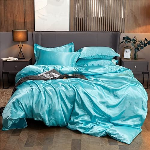 WFBZ Satin Bettwäsche-Set mit Verdeckter Reißverschluss, Mikrofaser mit Seidenfeeling Bettwäsche Set Satin Seide Seidig Luxus Bettbezug und Kissenbezug 50x75 cm (A2,135x200 cm)