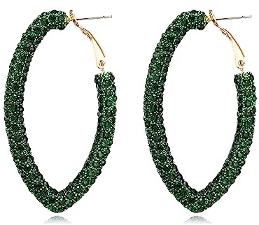 EVER FAITH Sparkly Oval Creolen, Hochzeit party bunt Strass Reifen Ohrringe für Damen Mädchen