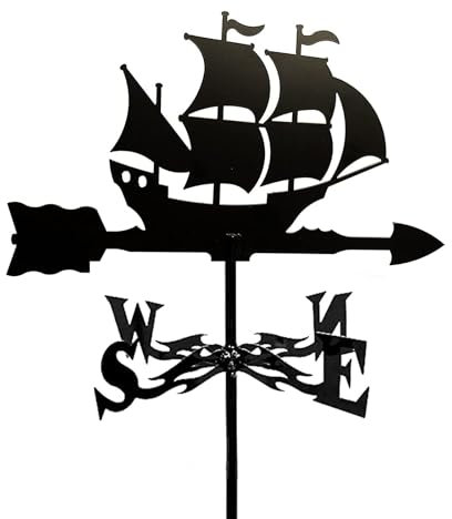 Girouette en acier inoxydable pour bateau à voile Outils de mesure Girouette météorologique en métal Indicateur de direction du vent pour la décoration du jardin, du patio et de l'ornement ( Size : La