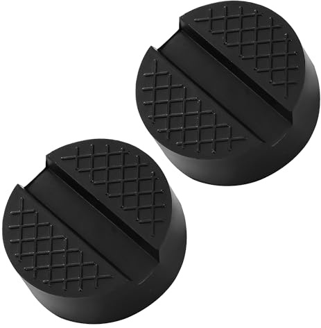 Lyeteung 2 Piezas Goma Gato Hidraulico 65mm, Almohadilla de Elevación para Gato con Ranura, Bloque de Goma Ranurado Universal Antideslizante para Jack Pad