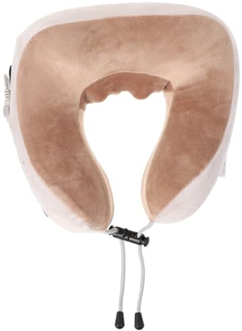 Nackenmassagegerät U-form mit Wärme, Vibration und Kneten | Stoff in Kaffee, 1200ma Akku, USB Stromversorgung, Ergonomisch und Bequem zu Tragen
