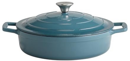 APS 88314 5 Stars Cocotte en fonte avec couvercle compatible induction et four avec support de couvercle Ø 28 cm 3 l Turquoise