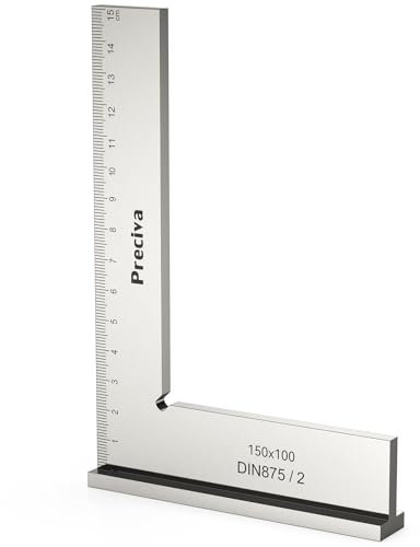 Equerre Menuisier, Preciva 150x100mm Précision Angle Droit Bloc Règle avec Échelle pour Ingénieur Charpentier, Fausse Equerre Charpentier Metal pour Machines Mettre en Place et Laboratoire Utilisation