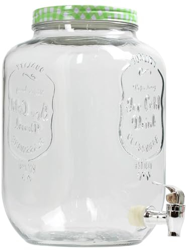 8L Clear Glass Drinks Dispenser with TAP Juice Water Milk Cocktail JUG Assorted