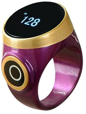 Makamsui Smart Ring Counter Electronic Hand Tally Counter Count Clicker, Waterproof Digital Display Finger Counter Rechargeable for Islamic Muslims, Golf, Goods Counting, Knitting Purple