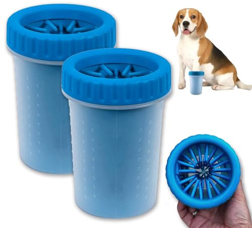 CAREFUNY 2 Pack Portable Dog Paw Cleaner, Washer, Buddy Muddy Pet Foot Cleaner for Medium Breed Dogs and Cats, Blue