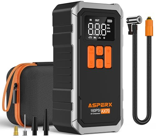 AsperX 160PSI Tire Inflator Portable Air Compressor for Car/Moto/Bike/Ball