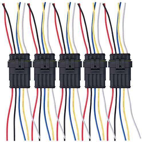 Marhynchus Conectores Eléctricos Impermeables, Conector Eléctrico Impermeable para Automóvil de 5 Piezas, Cable Eléctrico Automático con Enchufe de 2 Pines, Conectores de Bujía Automotriz