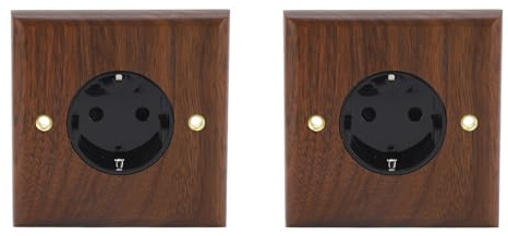 2 Stück EU-Standard-Wandsteckdose, Elektrische Wand-Lichtschalter-Buchse, 16 A, 250 V, Steckdose, Retro-Steckdose aus Schwarzem Walnussholz, Steckdose für Elektronische Geräte,