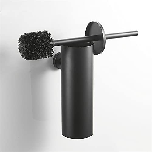 SUS304 Ensemble de brosses de toilette murales avec brosse à récurer douce pour salle de bain Noir (blanc)