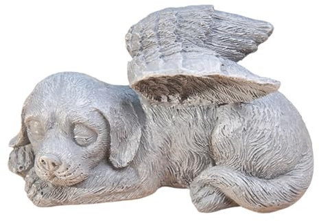 Pietra tombale per cani con ali d'angelo, pietra commemorativa per esterni, pietra tombale in poliresina, statuetta per cani da giardino, bellissimo ricordo del cane, per la casa, decorazione per gli