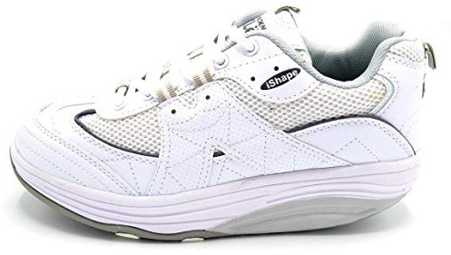 Zapatillas Deportivas con Suela Balancín para Hombre y Mujer - IShape Fitness - Mejora la Postura y Reduce el Dolor Articular (Blanco, Sistema Tallas Calzado EU, Adulto, Números, Mediano, 38)