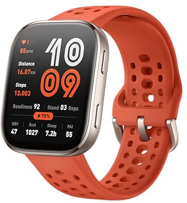 Amazfit Bip 6 Reloj inteligente 46 mm, batería de 14 días, pantalla AMOLED 1,97, GPS, mapas, IA, llamadas y mensajes de texto por Bluetooth, rastreador sueño, 140+ modos de entrenamiento, 5 ATM, Rojo